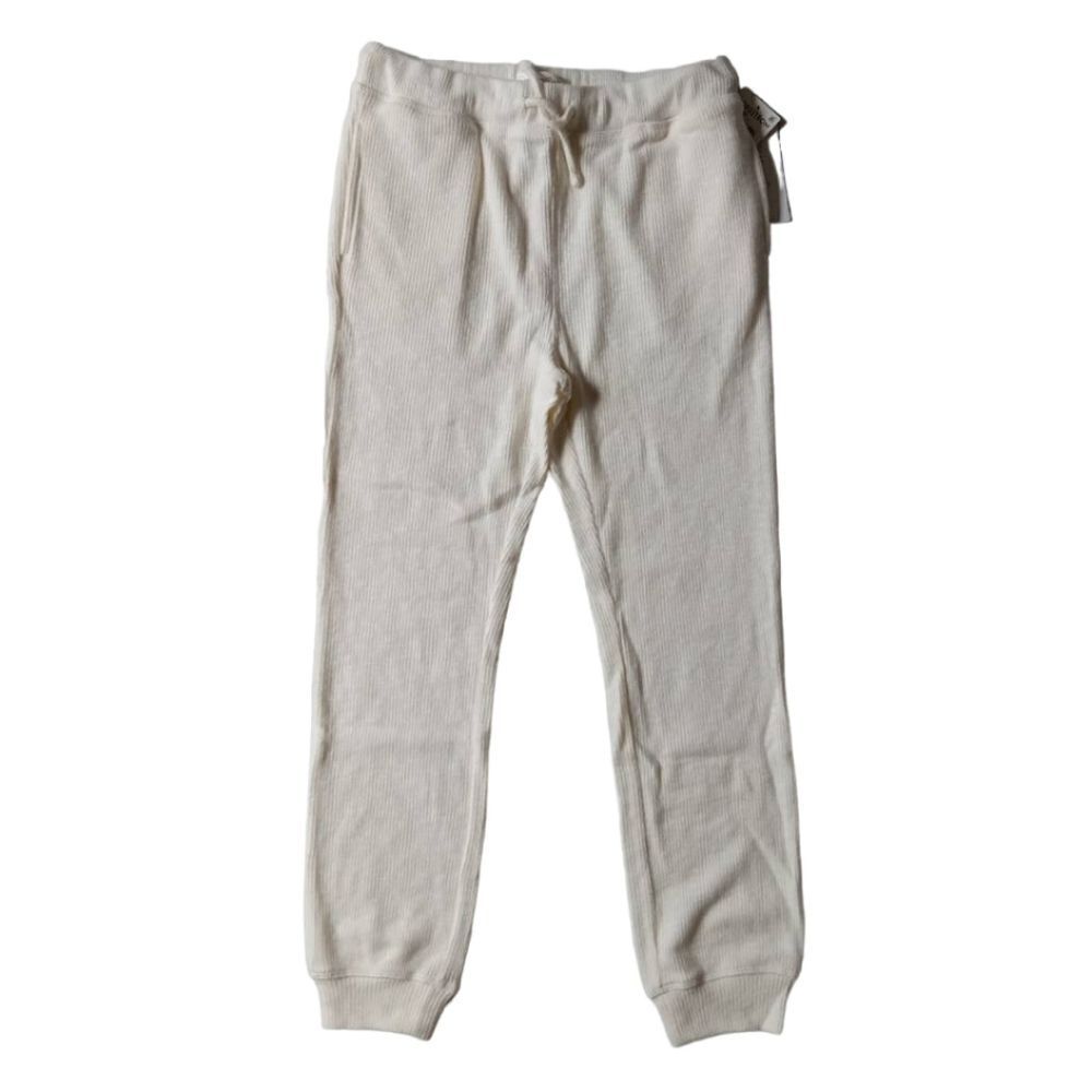 Treasure & Bond Girls Ivory Dove Heather Ribbed Drawstring Loungewear Jogger